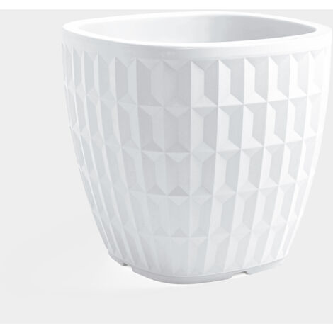 TYLE vase carré en résine 30 cm - jardinière moderne - Couleur : Blanc - Colore: Bianco