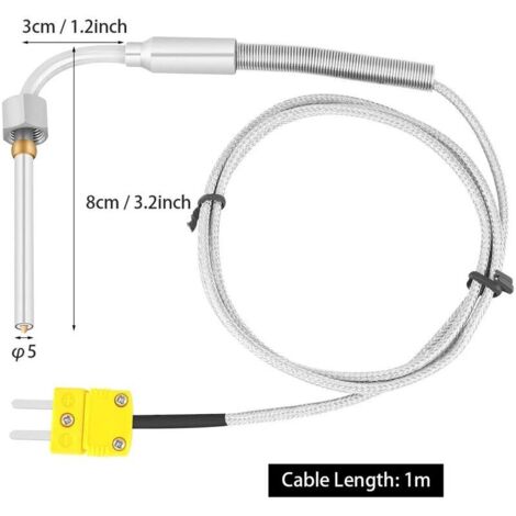 Typ-K-EGT-Thermoelement für Abgastemperatursensor mit freiliegender Spitze und Stecker, 1/8"-NPT-Gewinde, Edelstahlsonde