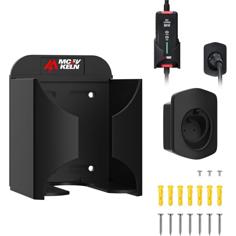 Mcevkeln - Type 2 Support Mural, Support Chargeur ev et Câble Type 2, Set de Support Mural Chargeur Voiture électrique pour Différentes Tailles,
