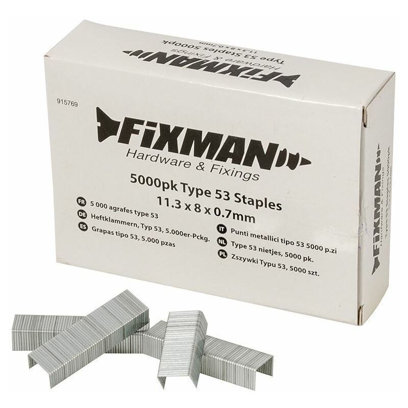 Fixman Type 53 Staples 5000pk - 11.25 x 8 x 0.75mm