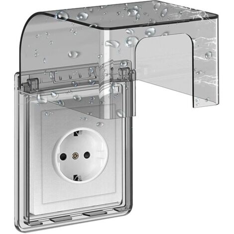 Type 86 Cache Prise Etanche Electrique Murale, Prise Electrique de Courant Etanche, Autocollant Prise Couvercle Interrupteur, 10.8x7.5x12.3cm, pour Salle de Bain et Cuisine Prise