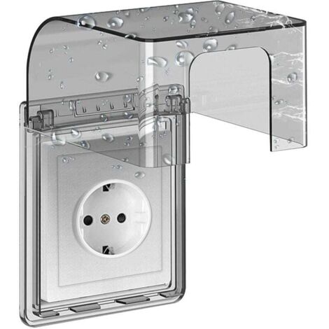 Type 86 Cache Prise Etanche Electrique Murale, Prise Electrique de Courant Etanche, Autocollant Prise Couvercle Interrupteur, 10.8x7.5x12.3cm, pour Salle de Bain et Cuisine Prise