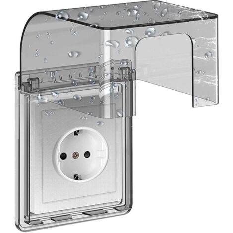 Type 86 Cache Prise Etanche Electrique Murale, Prise Electrique de Courant Etanche, Autocollant Prise Couvercle Interrupteur, 10.8x7.5x12.3cm, pour Salle de Bain et Cuisine Prise
