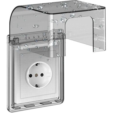 Type 86 Cache Prise Etanche Electrique Murale, Prise Electrique de Courant Etanche, Autocollant Prise Couvercle Interrupteur, 10.8x7.5x12.3cm, pour Salle de Bain et Cuisine Prise