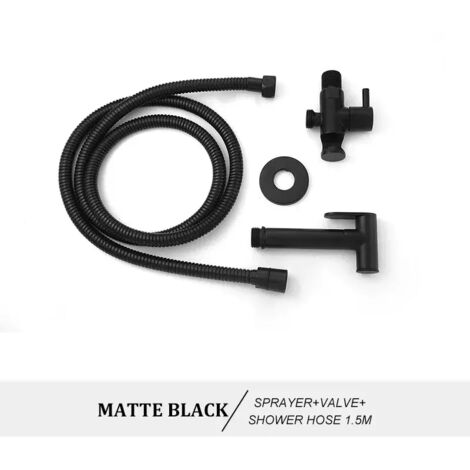 (Type A noir) Ensemble de douchette WC bidet portable en laiton doré rose, fixation murale, pommeau de douche de salle de bain autonettoyant