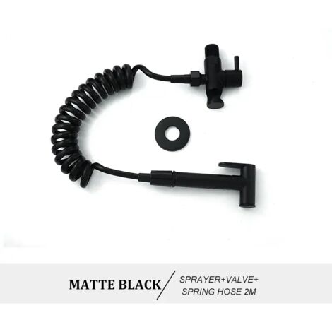 (Type B noir) Ensemble de douchette WC bidet portable en laiton doré rose, fixation murale, pommeau de douche de salle de bain autonettoyant