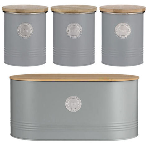 Typhoon Living 4 Piece Storage Set Tea, Coffee, Sugar & Bread Grey