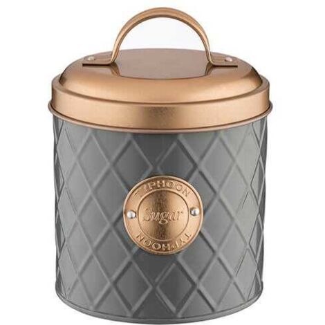 Typhoon Living Lid Sugar Storage Tin - Stainless-Steel, Grey/Copper