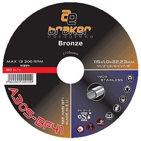 TYROLIT disco cortar inoxidable braker 115x1x22 cwa46 bf41 plano