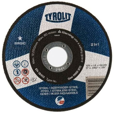 TYROLIT disco cortar inoxidable tyrolit 115-1,6-22,2 , 0UNIDADES