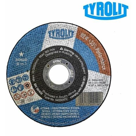 TYROLIT Disco de corte plano41c 115x1,6x22,23 a46q-bfb