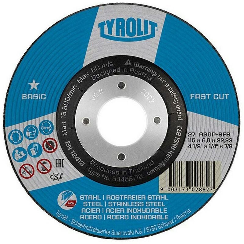 

TYROLIT Disco de desbaste 27c 115x6x22,23 a30p-bfb. tyrolit