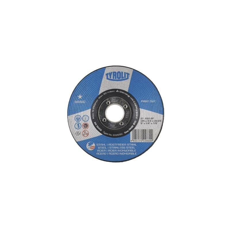 

Disco Desbaste Acero/Inox Basic 125x6x22 - Tyrolit