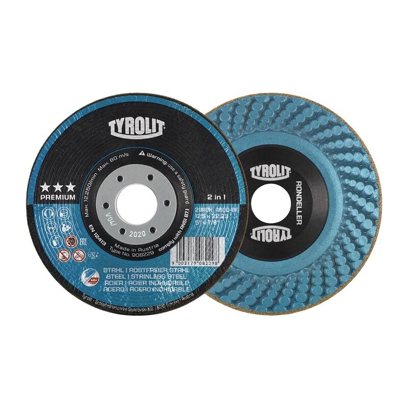 Image of Tyrolit - 57005 Schruppscheibe rondeller® D125xSmm Körnung 24 gekröpft INOX/Stahl