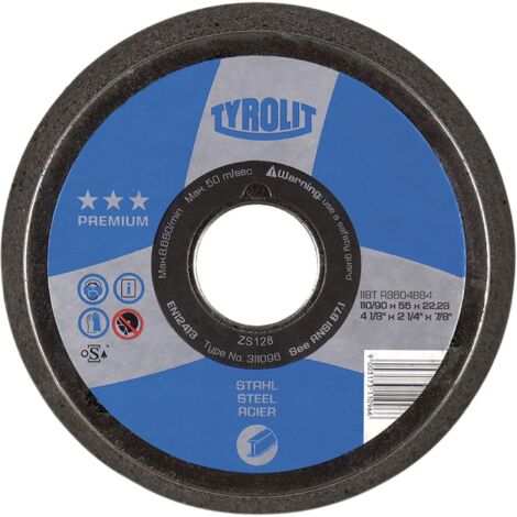 TYROLIT Schleiftopf kegelig PremiumForm 11ZB Edelkorund 110/90x55/M14 Korn 16