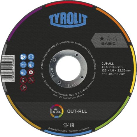 Tyrolit Trennscheiben 125x1,9mm Set Basic Cut-All, Handtrennscheiben gerade Form41 - 25 Stück