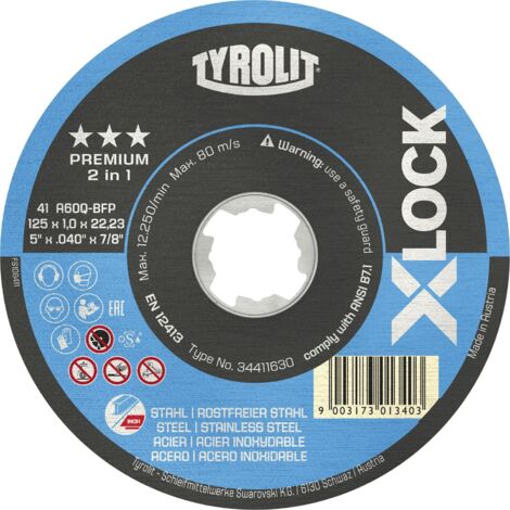 TYROLIT X-Lock Trennscheibe gerade Form, Winkelschleifer-Scheibe ø 125x1,0mm