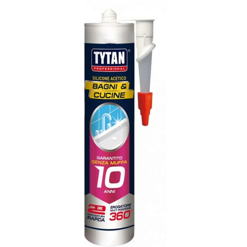 Tytan Silicone Acetico Antimuffa Rapido Bianco 280ml Bagni Cucine