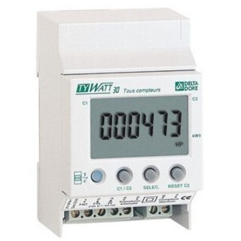 Tywatt 30 Indicateur de consommations pour compteur monophasé 6110002 - DELTA DORE