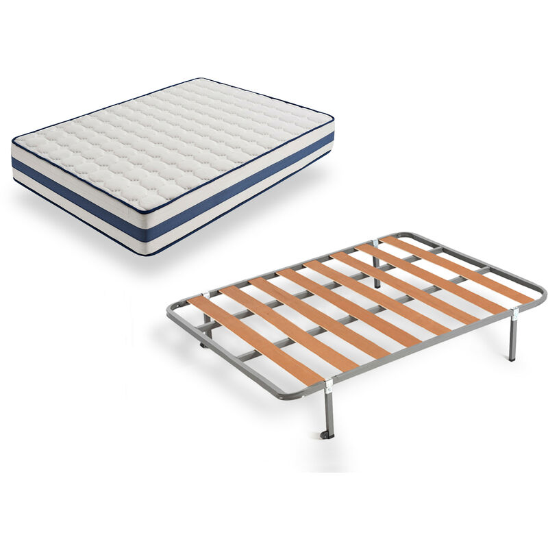

Tz40 - Colchon Viscoelastico + Somier Basic Con Patas, Medida 90x180 Cm, Nucleo Alta Densidad Transpirable, Lado Verano-invierno Con Tejido 3d,