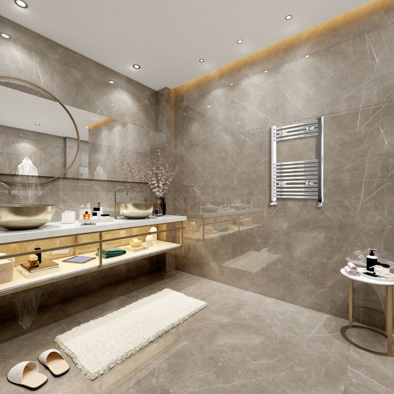 Image of Sky Bathroom - 800x400mm(HxW)Chrome Curved Center&hellip;