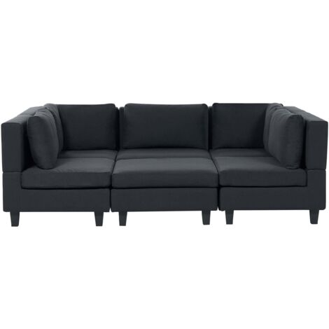 U-förmiges Modulsofa 5-Sitzer UNSTAD Stoff Schwarz mit Ottomane