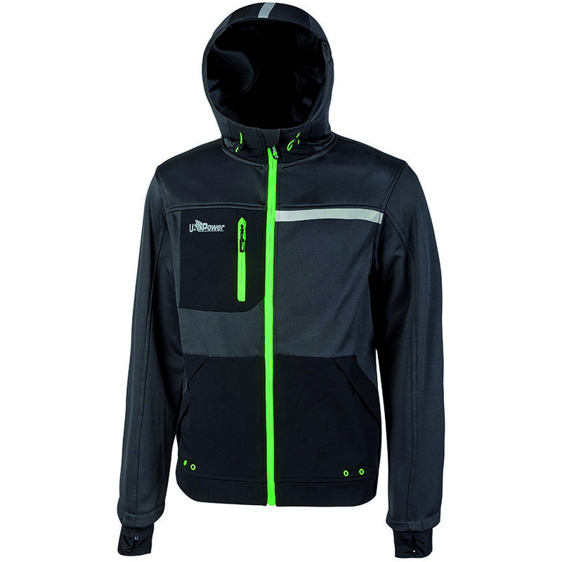 U-power - felpa galaxy col. grigio/verde mis. l