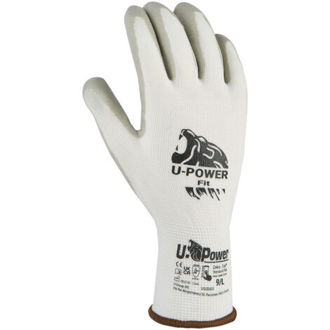 U-Power Fit Guantes Trabajo Seguridad Nylon Nitrilo Blanco 11/XXL 12 Piezas