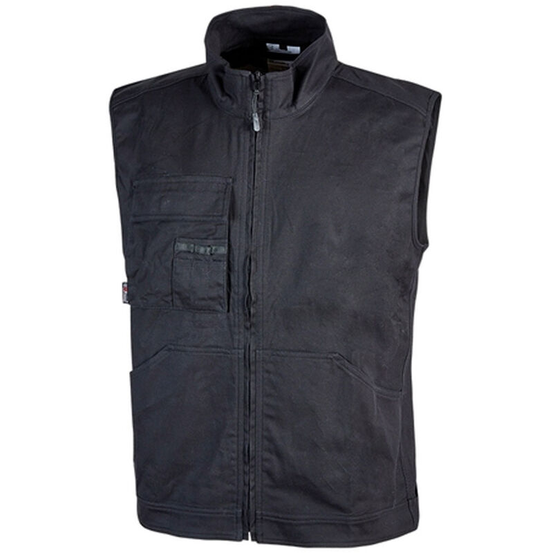 Gilet de travail sans manches en toile de coton wave - Noir 3XL