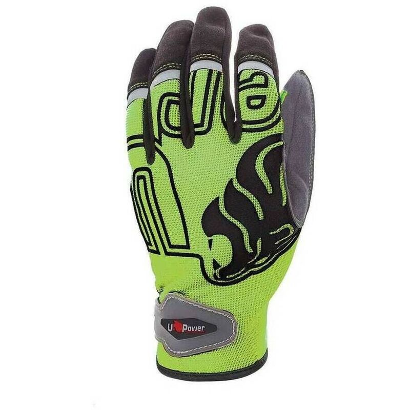 gp204gf-l - gants de travail de renforcement de pulgar modéle niko green fluo gamme gp taille l - u-power