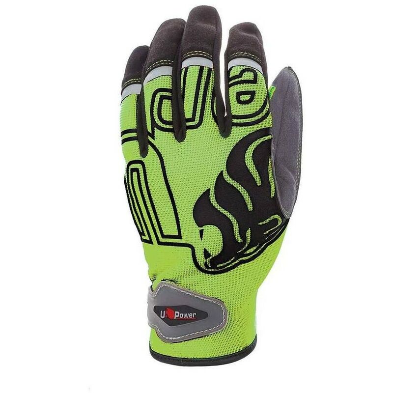 

U-POWER GP204GF-M - Guantes de trabajo con refuerzo pulgar gama GP modelo NIKO Green Fluo Talla M