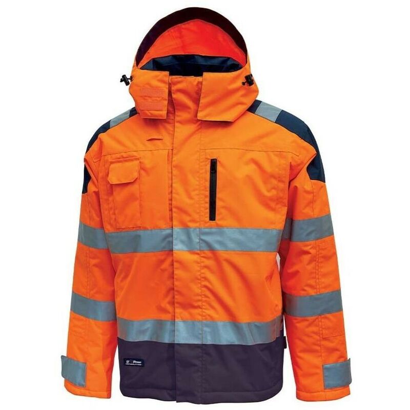 

U-POWER HL161OF-XL - Parka alta visibilidad anti lluvia impermeable capucha gama HI-LIGHT modelo DEFENDER Orange Fluo Talla XL