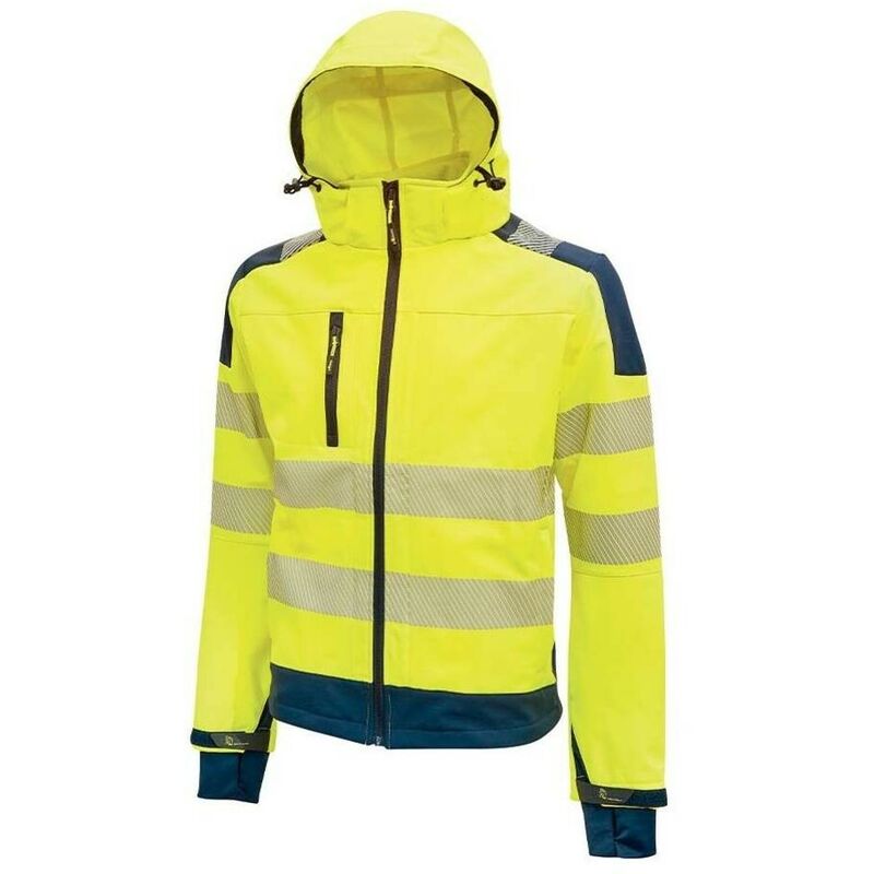 

U-POWER HL169YF-4XL - Chaqueta alta visibilidad elástica cortaviento capucha desmontable HI-LIGHT mod MIKY Yellow Fluo Talla 4XL