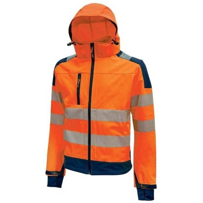 

U-POWER HL169OF-XL - Chaqueta alta visibilidad elástica cortaviento capucha desmontable HI-LIGHT mod. MIKY Orange Fluo Talla XL