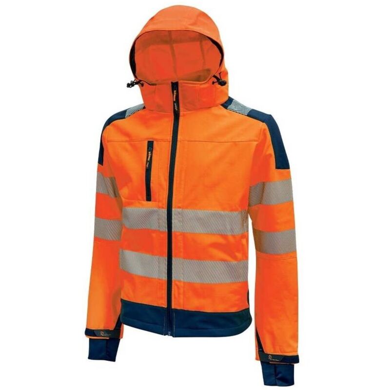 

U-POWER HL169OF-2XL - Chaqueta alta visibilidad elástica cortaviento capucha desmontable HI-LIGHT mod MIKY Orange Fluo Talla 2XL