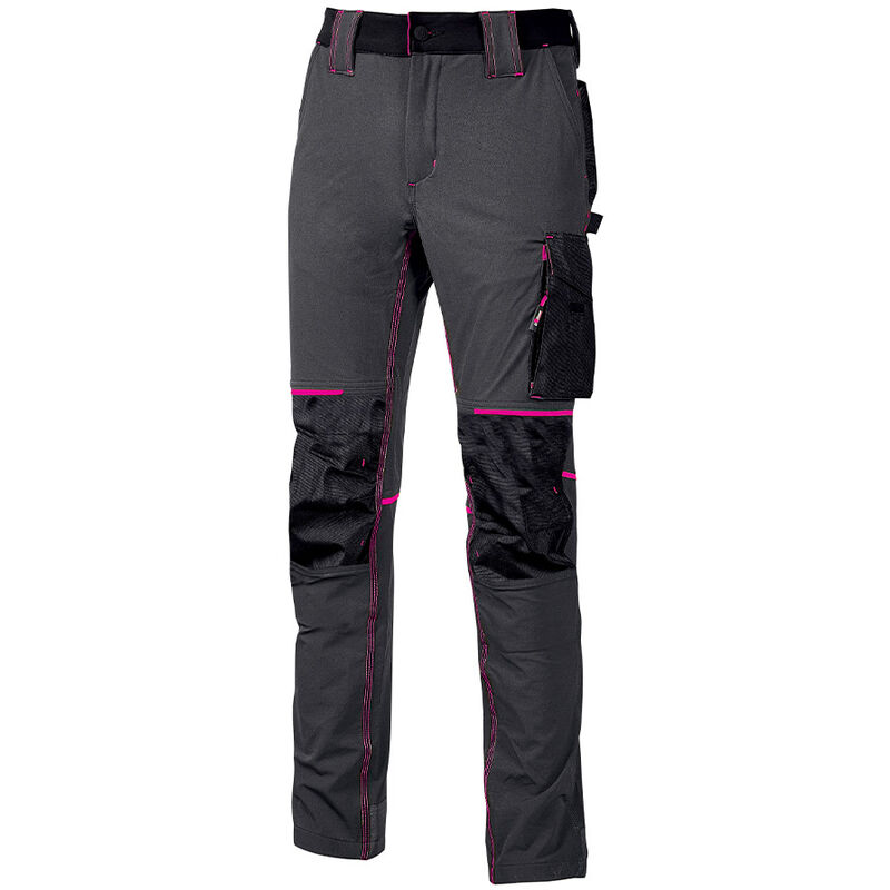 U-power - Pantalon de travail Stretch multipoches Femme atom - Gris/Fuchsia m - fr (42) - eu (48)