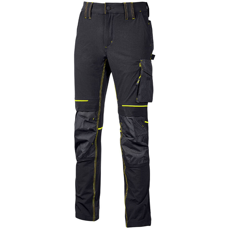 u-power - pantalon de travail stretch multipoches atom - noir 4xl