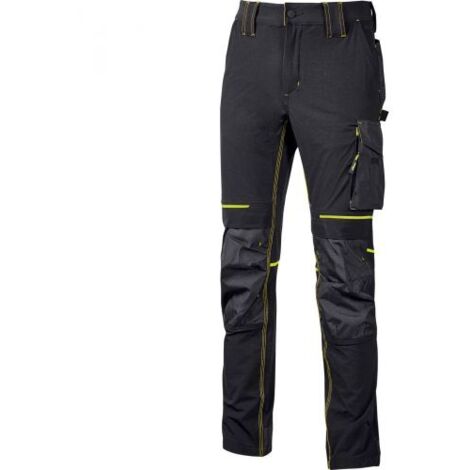 U-POWER PANTALONE ATOM SLIM FIT NERO-GIALLO TG.XL