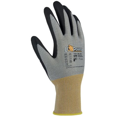 U-Power Polka Guanti Lavoro Nylon Spandex Antitaglio D Grigio 10/XL