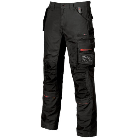 U-Power Race Pantalone Da Lavoro Zip-Ykk Ampie Tasche Nero 44