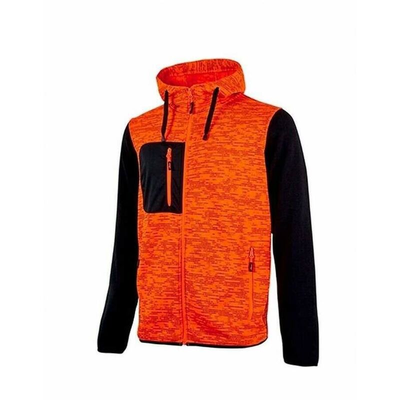 u-power - ey174of-2xl - sweat-shirt zip et intérieur avec doublure polaire modéle rainbow orange fluo gamme enjoy taille 2xl