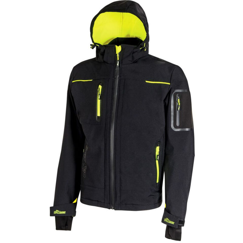 U-power - Veste de travail softshell Noir Carbone/Jaune Fluo space - FU187BC taille xl