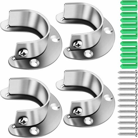 U Shaped Rod Bracket Set, 304 Stainless Steel U Rod Clamps for Closet, Cabinet, Bathroom, Kitchen, etc. (32MM)