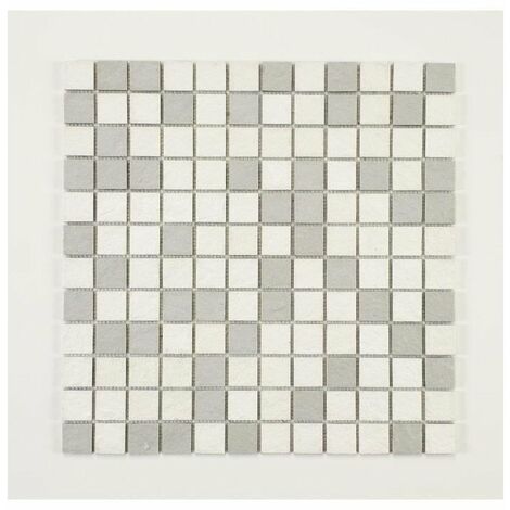 U Tile Mosaique En Resine Imitation Pierre 100 X 50 Cm Carreau 25 X 25 Cm Mixte Blanc Et Gris Clair