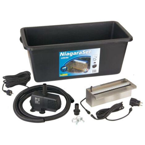 Ubbink – Cascade de jardin 30 cm LED – Acier inoxydable 304 – Pompe 2 300 L/h – Récipient 65 litres – Longueur tuyau 2 m