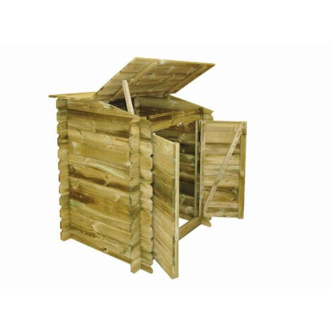 Ubbink – Coffre de jardin en bois autoclave 117x120x104 cm – Protection filtration piscine hors sol – Ouverture frontale à 2 portes battantes