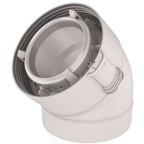 Ubbink – Coude 45° Rolux condensation 80/125 – Système de fermeture clip coulissant – Résistant aux chocs et aux frottements – Installation rapide
