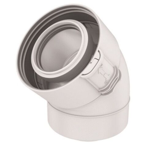 Ubbink – Coude 45° Rolux condensation D60/100mm – Fixation clip coulissant – Système Sekurit pour installation rapide – Résistant aux chocs