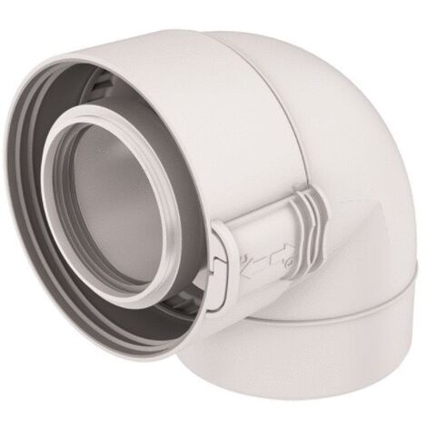 Ubbink – Coude concentrique 87° pour systèmes de condensation gaz et fioul – Matériau PPTL/PP blanc – Installation rapide et sécurisée
