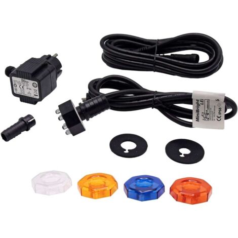 Ubbink – Éclairage bassins MINIBRIGHT 1x8 leds – Transformateur inclus – 5m câble – 3 pastilles de couleurs interchangeables